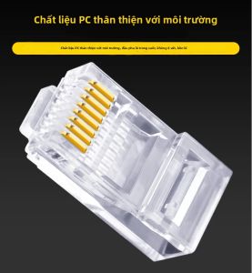 100 Chiếc RJ45 CAT6 CAT5e Đi Qua Cổng Kết Nối Mạ Vàng UTP Mạng Ethernet Mô Đun Cắm Pha Lê Cuối Cho Phần Cứng PC Tiêu Chuẩn