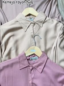 Kemeja Rayon Twill Polos Wanita Formal Korean Style By Zubi Fashion