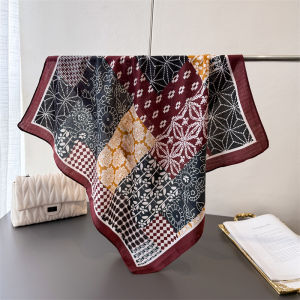 Khăn Quàng Cổ Chữ V Nhỏ Màu Khối Họa Tiết Ghi Lê Phong Cách Retro Cho Nữ Khăn Quàng Cổ Chống Nắng Bằng Vải Nhung Polyester Mùa Xuân Hè