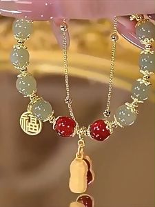 Bestella✨Gelang Kacang Keberuntungan Kreatif Gaya Klasik Gelang Manik-manik Antik Hadiah Berkat Mode COD