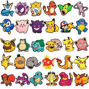 Bandai | New Design Pokémon Pikachu PVC Shoe Charms DIY Accessories Decorations for Clogs Slides Multiple Styles Personalized Decor