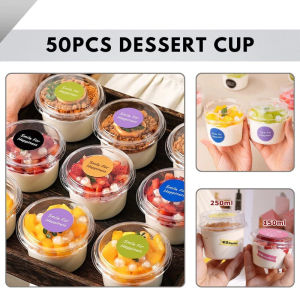 50Pcs Ice Cream Cup Dessert Cup With Lid Disposable Mousse Dessert Box Food Cake Cup Pudding Cup