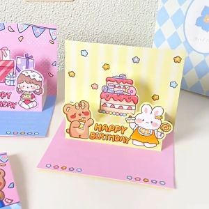 Kad Ucapan Hari Jadi Kartun Comel 3D Hadiah Kek Ulang Tahun Untuk Perempuan Kreatif Lipat Bersama Sampul INS Cartoon Girl Birthday Card Gift Card Cake Stereo Clear Bear Blessing Card 情人ins卡通女孩生日卡片礼物创意可爱小熊贺卡立体贺卡蛋糕祝福卡片 E313