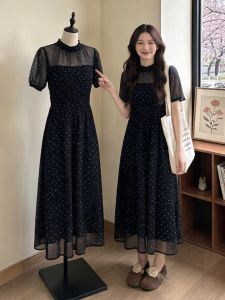 Slimming Dots French Lace Spliced Dress