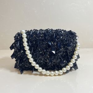 กระเป๋าถือรูปสี่เหลี่ยมกลวงแบบสะท้อนแสง เนื้อผ้าอะคริลิก กระเป๋าถือแบบสะพายไหล่สายเดี่ยวสำหรับงานวันเกิดและงานปาร์ตี้