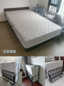 High Elasticity Foldable Bed Single Person Hotel Extra Bed Dormitory Home Guest Room Mobile Bed Frame Metal Spring Pad