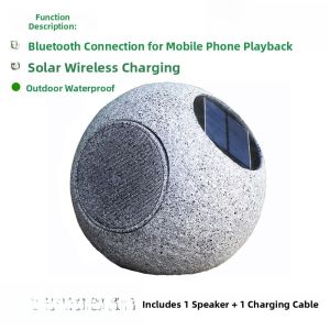 Creative Solar Powered Wireless Bluetooth Speaker Outdoor Waterproof Lawn Sound System Rechargeable Stone Card Insertion Garden Courtyard