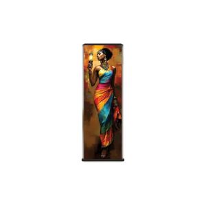 VIKAMA African Woman Lantern Wall Tapestry Colorful Dress Gold Jewelry Flame Portrait Oil Painting Scroll Art Home Decor Unique