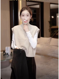 Womens High Collar Half Zip Sweater Knitted Vintage Style Outerwear Top Soft Polyester Fiber Autumn New Arrival