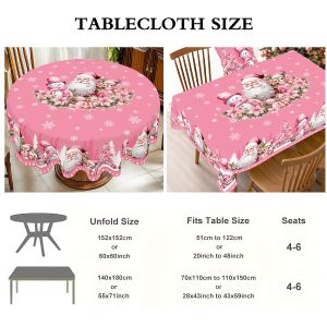 Pink Merry Christmas Santa Claus Tablecloth Winter Xmas Wedding Party Deocr Dining Room Table Decor Navidad Decorations 2025