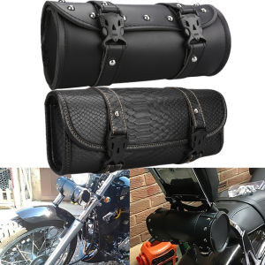 Motorcycle Front Fork Tool Bag Faux Leather Universal Handlebar Roll Bag Waterproof Fit For Harley Sportster Kawasaki Yamaha