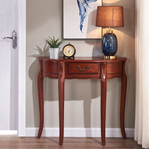 Rustic American Style Wooden Entrance Hallway Table Decorative Wall-Mounted Semi-Circular Passage Partition Furniture