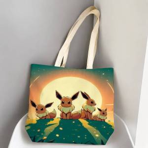 Bandai | Pokemon Espeon Storage Bags Tote Bag Travel Summer Beach Shoulder Bag Reusable Grocery Shopping Bag Anime Artwork
