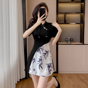 Spring Summer Chinese Style Modified Cheongsam Dress Set Traditional Dining Foot Bath Technician Work Uniform Women Small Size Ancient Style
