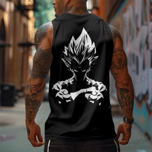 Bandai | Dragon Ball Goku Anime Printed Pure Cotton Tank Top American Mens and Womens Loose Summer Fashion Sporty Top