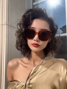 Summer popular anti-UV anti-radiation sunglasses big face slimming classic square-framed yellow sunglasses