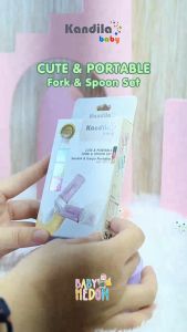 KANDILA CUTE & PORTABLE FORK & SPOON / KDL 021-7 / GARPU & SENDOK PORTABLE UNTUK ANAK BAYI