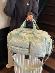 New 2025 Womens Travel Bag Large Capacity Lightweight Handbag Short Trip Business Trip Waterproof Fitness Bag Oxford Cloth Leisure