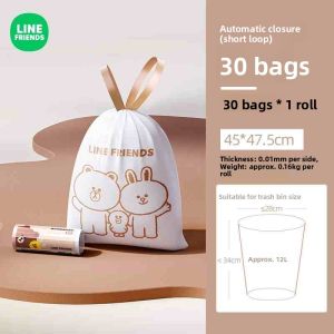 Line Friends Kitchen Trash Can Home Storage Bucket Hanging Uncovered Paper Basket Special Use Food Waste Miscellaneous Bucket