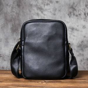 Genuine Leather Mens Single Shoulder Bag Top Layer Cowhide Simple Crossbody Casual Vertical Mens Bag Fashionable Commuting Backpack