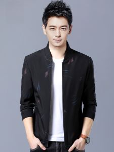 ROMON | Loose Casual Baseball Collar Jacket For Men Romon Brand Fashionable Urban Style Polyester Fiber Long Sleeve Zipper Closure Coat