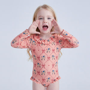 HUANHUAN | Sleeved Sun Protection Girls Swimsuit