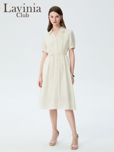 Lavinia Summer New Style Womens Comfortable Shirt Dress Elegantly Designed Loose Fit Chiffon Mid-length Single Button Closure