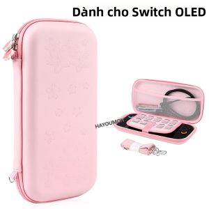 Túi Đựng Chống Nước PU Màu Hồng Sakura Dành Cho Switch OLED Túi Xách Di Động Hộp Đựng Bao Da Du Lịch Tương Thích Với NS Switch