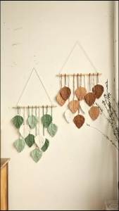 Leaf Macrame Tapestry Brown Green Wall Tapestry Boho Home Decoration Macrame Wall Hanging Home Living Room Decors Aesthetic Gift