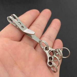 Stainless Steel Engraved Belt Buckle Key Holder Mens Multi-Functional Key Ring Simple Multi-Hole Key Plate Creative Gift