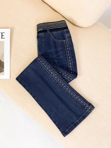 กางเกงยีนส์ทรงหลวมเอวสูงทรงขาบานสำหรับผู้หญิง กางเกงยีนส์ทรงสลิมฟิตทรงเก่า กางเกงขายาวทรงขาบานทรงสลิมฟิตสำหรับผู้หญิง