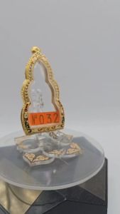 T#032 ตลับพระ/กรอบพระไมคอนฝังพลอยทองสูตร วงใน3.45*6.25 ซม. พิมพ์หูยานหรือใกล้เคียง เป็นต้น **ขนาดที่ใส่สวย 3.1*5.9 ซม**