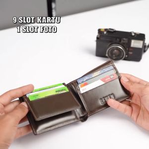 Dompet Lipat 2 3D Pria Kulit Sapi Keren Awet Mewah Murah 15 Slot Ruang Koin Resleting Xavier REVEN