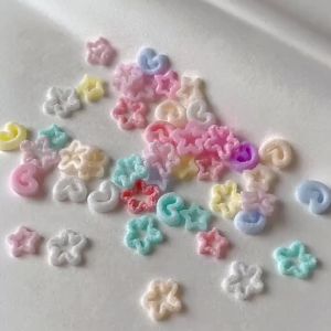 50Pcs 3D Mixed Macarons Heart Star Nail Charms Hollow Out Suagr Love Flower Nails Art Decorations Kawaii Manicure Accessories ZC