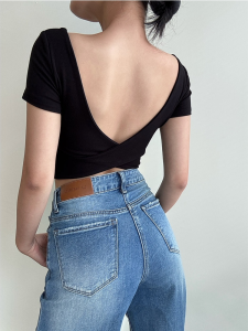 Áo Thun Nữ Tay Ngắn Hở Lưng Ôm Vừa Vặn Mùa Hè Chất Liệu Cotton Thoáng Khí Thoải Mái Phong Cách Đường Phố