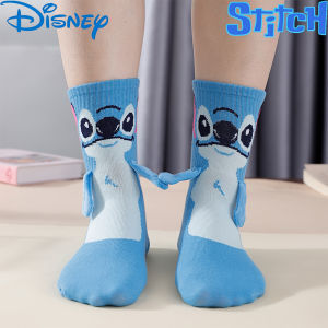 Disney | Disney Couples Magnetic Socks - Stitch & Angel Hand-In-Hand Mid-Tube Home Floor Socks