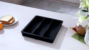Expandable Cutlery Storage Box - Drawer Organizer for Kitchen - Plastic Utensil Holder Adjustable Knives