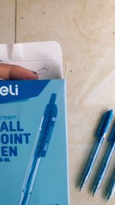 Combo 5 chiếc bút bi DELI Q28-BL ngòi 0.5mm bút mực xanh