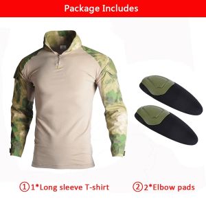 Outdoor Hunting Uniform Tactical Combat Shirts+Camo Cargo Pants+Pads Airsoft Paintball Breathable Suits Durable Fishing Jogging