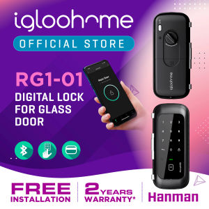 IGLOOHOME RG1 GLASS DOOR LOCK. CARD / PIN + MOBILE APP + ONE TIME PIN (FREE INSTALLATION + 3 YEAR PARTS WARRANTY + LIFETIME TECHNICAL SUPPORT)