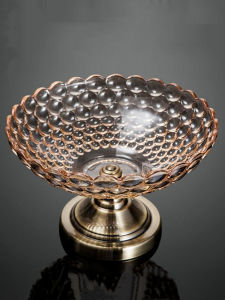Elegant Crystal Glass High-legged Fruit Tray American Style Large European Serving Tray for Living Room Fruit Plate