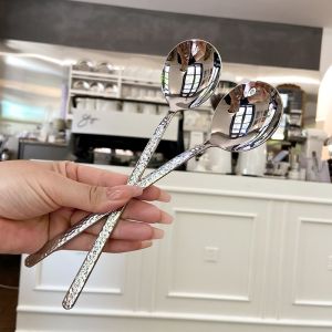 Stainless Steel Korean Spoon Household Eating High-Grade Exquisite Good-looking Spoon Western Tableware Spoon Hammer Pattern
