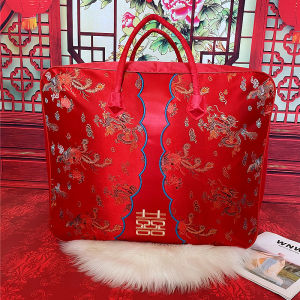 Wedding Cotton Quilt Storage Bag Red Celebration Four-Piece Set Marriage Dowry Cotton Filling Quilt Packaging Storage Bag