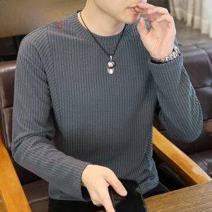 HENGYUANXIANG | Slim Fit Long Sleeve Round Neck Mens T-Shirt Inner Wear Base Shirt Solid Color Spring Autumn New Fashion Youthful Style Top