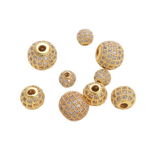 1pc Electroplated 14K Gold Coated Copper Micro Inlaid Zircon Beads Charm Fashion Jewelry Bracelet Loose Bead Accessories