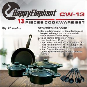 Panci Set Ekonomis Anti Lengket 13 Pcs Happyelephant CW-13