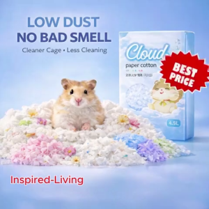 Hamster Bedding Paper Cotton 4.5L (450g) | Ultra Low Dust Small Pet Bedding | Odor Control Urine Absorbent | Cloud Colored Bedding | Bath Sand 1200ml | Deodorizer 230g
