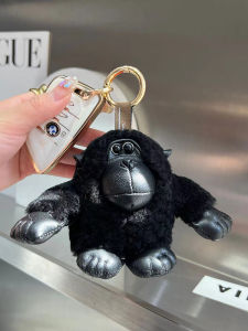 Cute Woolen Car Keychain Plush Toy Backpack Decoration Small Monkey Fur Pendant Automobile Key Holder Soft Cuddly Souvenir