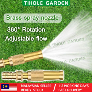TIHOLE Solid Brass Adjustable Spray Nozzle With Hose Plug Pipe Connector For Garden Watering Fog Mist Nozzle Misting Fogging Sprayer Sprinkler Head High Pressure Water Jet Gun Nozzle / Muncung Semburan