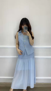 SV 6836 - Valerie Soft Tweed Set | Silvervogue | Set Atasan dan Rok Tweed Pakaian Kasual Wanita